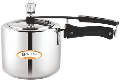 Shri & Sam Stainless Steel Cooker with Lid and Ring 3 L Inner Lid Induction Bottom Pressure Cooker