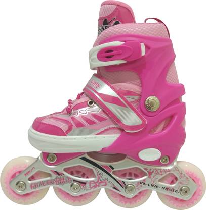 VEERA Adjustable Medium Size Extra Power PU Led Light Front Wheels In-line Skates - Size 5-8 UK