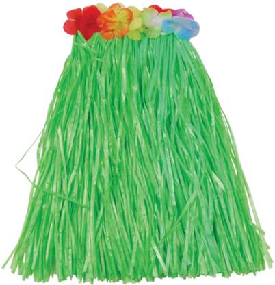 FUNCART 40cm GREEN Colored Grass Hula Skirt For Hawaiian party