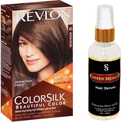 Revlon MEDIUM BROWN HAIR COLOUR NO. 41 with SHEER SECRET HAIR SERUM