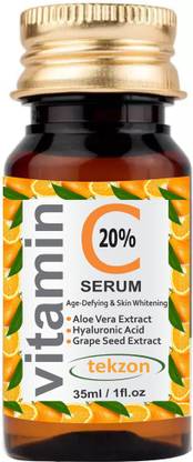 tekzon Vitamin C 20% + Vitamin E & Hyaluronic Acid Facial Serum Anti Wrinkle / Aging, Dark Circles, Sun Damage Serum