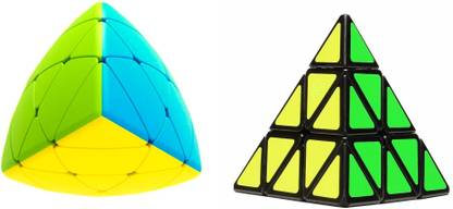 D ETERNAL Magic Pyraminx Triangle Pyramid Cube 3x3 and Pyramorphic Mastermorphic Cube Combo
