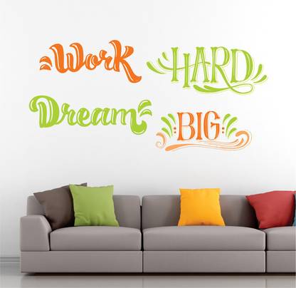 StickMe 95 cm Work Hard Dream Big Inspirational Motivational Quotes Wall Sticker-SM518 Self Adhesive Sticker