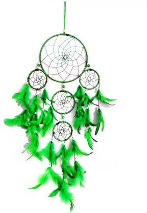Ryme 5 Rings Green Color Dream Catcher Wall Hanging For Home/Office Wool Dream Catcher