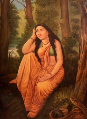 EXOTIC INDIA Woman In Despair Oil 5 inch x 3 inch Painting
