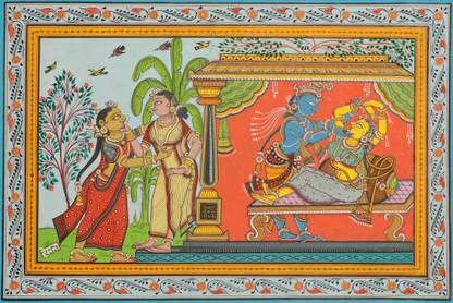 EXOTIC INDIA Hemant Ritu Watercolor 12 inch x 18 inch Painting