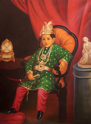 EXOTIC INDIA The Portrait of a Young Prince Oil 46 inch x 34 inch Painting