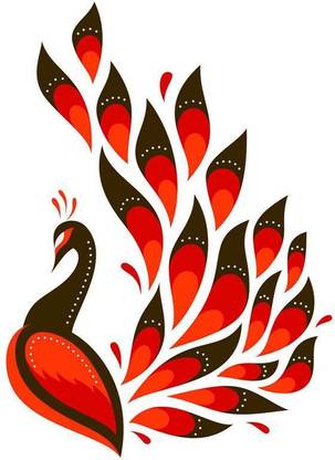 Beautiful peacock design Red Paper Print