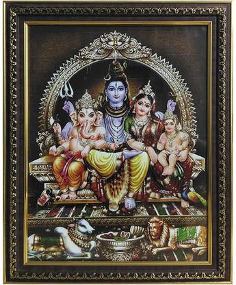 Puja N Pujari Lord Shiva Family Photo/Lord Shiva Family Photo Frame Religious Frame
