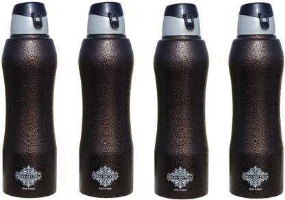 IndianArtVilla Set of 4 Steel Bottle Enorgonomic Design New Sipper Cap Antique Copper 1000 ml Bottle