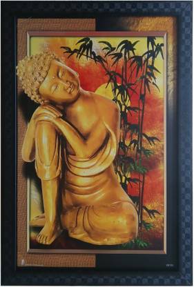 Art collection Lord Buddha Paintings With Frame Buddha Photo Frame For wall Buddha Painting For Home Decor Buddha Framed Paintings For Wall Painting Photo Frame Wall Mount Frame Ink 13.6 inch x 19.6 inch Painting