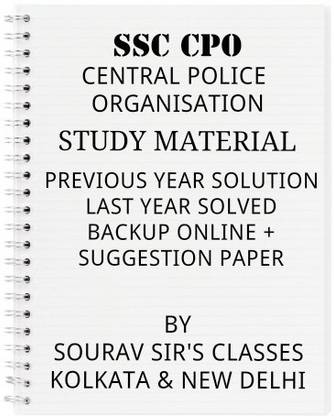 Study Material For Ssc Cpo With Previous Year Solution, Last Year Solved Paper, Backup Online& Suggestion Paper