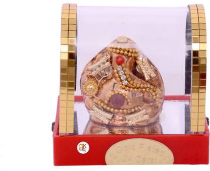 KDT Gold Plated Copper Gumbad Designer Plastic Ganesh ji Decorative Showpiece  -  7 cm
