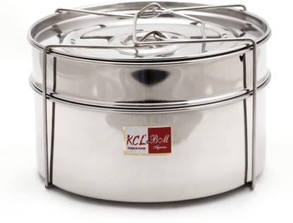 KCL Cooker Separator Stainless Steel For Outer Lid Pressure Cooker, 3-litres (2 Containers with Lifter) Stainless Steel Steamer