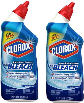 CLOROX Toilet Bowl Cleaner with Bleach-Rain Clean (Pack of 2) Regular Gel Toilet Cleaner