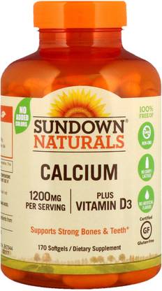 Sundown Naturals Liquid-Filled Calcium Plus Vitamin D3 1200 mg/1000 IU 170 Softgels