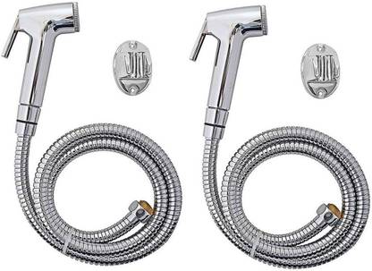 ANMEX Latest Design Rich Look Continental Health faucet (abs) with 1mtr flexible SS Tube and Wall Hook - Set of 2 Health Faucet