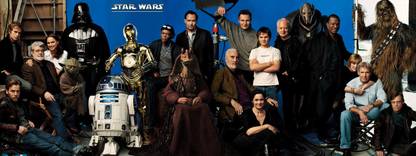 Akhuratha Poster Movie Star Wars George Lucas C-3PO Jar Jar Binks Harrison Ford R2-D2 Chewbacca Darth Vader Cast Yoda General Grievous Samuel L. Jackson HD Wallpaper Background Fine Art Print