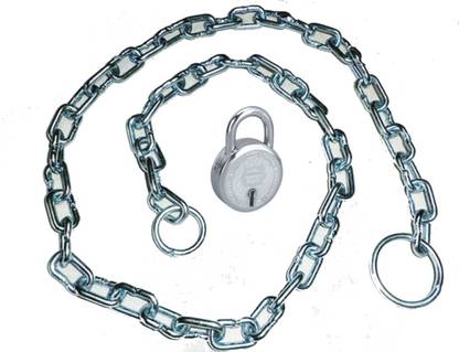 Pretail Strong Metal Chain with Small Lock for Locking Luggage/Bike/Goods to Protect from Theft, Standard Size Cable Lock