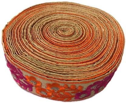 Dasync Orange, Pink Color. Laces and Border Material Cotton Blend Saree Falls
