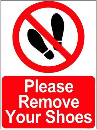 Asmi Collections 27 cm Self Adhesive Wall Stickers Remove Your Shoes Sign Removable Sticker