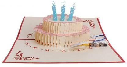 Jholmaal 3D Pop up Birthday Cards Laser Cut Happy Birthday Greeting Cards (Red color) Greeting Card