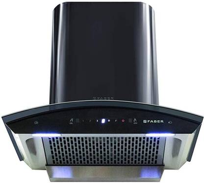 FABER Hood Crest HC SC BK 60 cm, Filterless, Touch & Gesture Control, 1200m3/hr Auto Clean Wall Mounted BLACK 1200 CMH Chimney