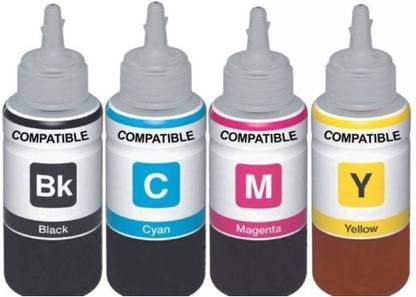 Dubaria Refill Ink For Use In HP DeskJet Ink Advantage K109gs Printer - Cyan, Magenta Yellow & Black - 100 ML Each Bottle Black + Tri Color Combo Pack Ink Bottle