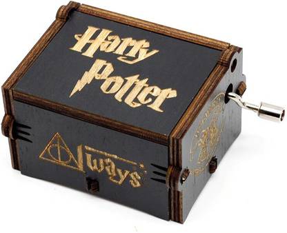 Jholmaal Black Harry Potter Hedwig Theme inspired Hand Cranked Hand Engraved Wooden Music Box For Personal Collection And Gifting! High Quality Music Box (Black Color)