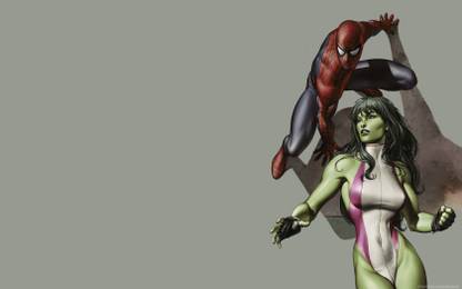 She-Hulk Miss Hulk Spider-Man HD Wall Poster Paper Print