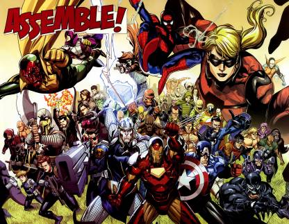 Comics Avengers Assemble Iron Man Thor Spider-Man Captain America Vision Venom Marvel HD Wallpaper Background Fine Art Print