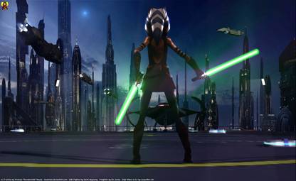 Movie Star Wars Woman Fantasy Ahsoka Sith Jedi 3D Girl Sci Fi Lightsaber HD Wallpaper Background Paper Print