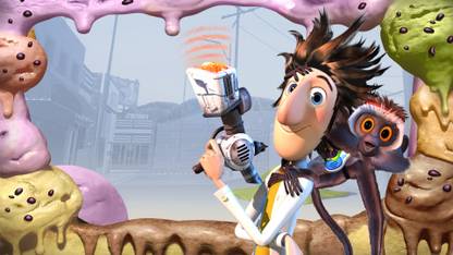 Movie Cloudy With A Chance Of Meatballs Flint Lockwood Steve The Monkey HD Wallpaper Background Paper Print