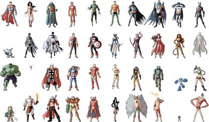Collage Superman Wonder Woman Martian Manhunter Flash Green Lantern Aquaman Batman Captain America Hawkeye Hulk Wasp Thor Iron Man Link Red Tornado Zatanna Hawkman Cheetara Plastic Man Frameless Fine Quality Poster Paper Print