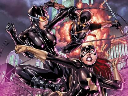 Comics Batgirl Catwoman HD Wallpaper Background Fine Art Print