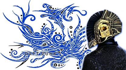 Music Daft Punk Band (Music) France French DJ Electronic Robot Drawing Shapes Curvy Tattoo Tribal Wall Poster Fine Art Print