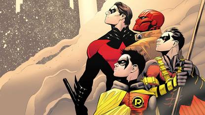 Comics Batman & Robin Batman Robin Red Robin Nightwing Red Hood HD Wallpaper Background Fine Art Print
