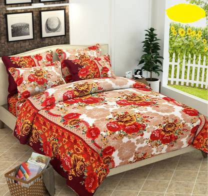 STAR DECOR 170 TC Cotton Double 3D Printed Flat Bedsheet