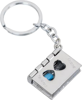 SHUBHEKSHA Openable Book-shape Sand-Timer Metallic Silver Key Chain