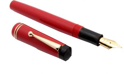 Ledos Glare Collection - Diplomate Acrylic Golden Trims Medium Nib - Red Fountain Pen