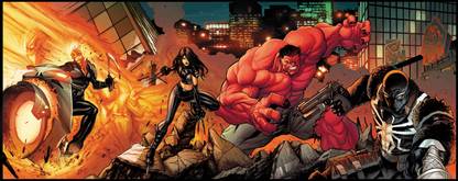 Circle Of Four Ghost Rider X-23 Hulk Red Hulk Venom Marvel Wall Poster Paper Print