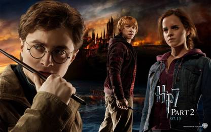 Movie Harry Potter And The Deathly Hallows: Part 2 Harry Potter Hermione Granger Ron Weasley Hp7 Part 2 Harry Potter And The Deathly Hallows HD Wallpaper Background Paper Print