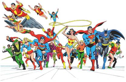 Comics DC Comics Shazam! Hawkman Green Lantern Supergirl Superman Red Tornado Flash Riddler Wonder Woman Batman Robin Fine Art Paper Print Poster Paper Print