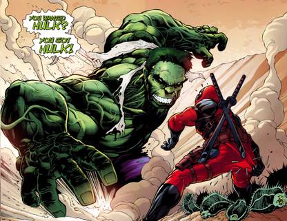 Deadpool Vs. Hulk Deadpool Frameless Fine Quality Poster Paper Print