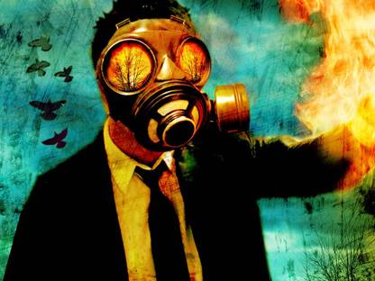 Music Senses Fail Gas Mask Man Suit HD Wallpaper Background Fine Art Print
