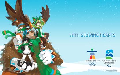 Sports Winter Olympics Vancouver 2010 Miga Quatchi Sumi Mukmuk Text Winter Olympics Vancouver Wall Poster Paper Print