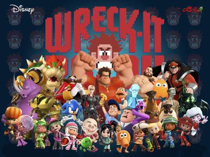AnanyaDesigns Movie Wreck-It Ralph Wreck-it Ralph Ralph Sergeant Calhoun Fix-it Felix Vanellope Von Schweetz Schweetz Sour Bill Cy-bug Tapper Gene Wynnchel Duncan Logo Wall Poster Paper Print