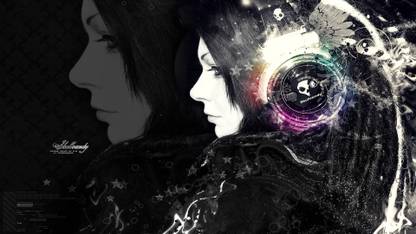 Music Skullcandy Woman Headphones HD Wallpaper Background Fine Art Print