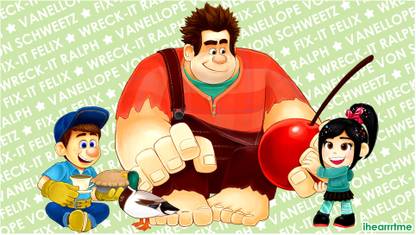 AnanyaDesigns Wall Poster Movie Wreck-It Ralph Wreck-it Ralph Ralph Fix-it Felix Vanellope Von Schweetz Schweetz Duck Pie Cherry Coffee Cup Text Paper Print