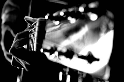 Music Guitar Black & White Grainy Musician Jazz HD Wallpaper Background Fine Art Print